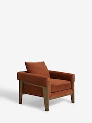 Soft Velvet Rust Brown Sawyer Wooden Accent Chair - Image 6 of 10
