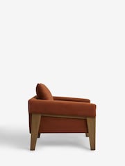 Soft Velvet Rust Brown Sawyer Wooden Accent Chair - Image 7 of 10