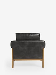 Distressed Faux Leather Black Sawyer Wooden Accent Chair - Image 7 of 10