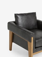 Distressed Faux Leather Black Sawyer Wooden Accent Chair - Image 9 of 10