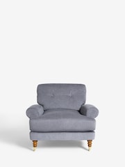 Fine Chenille Granite Blue Delia Grande Accent Chair - Image 3 of 10