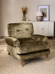 Plush Chenille Moss Green Delia Grande Accent Chair - Image 1 of 11
