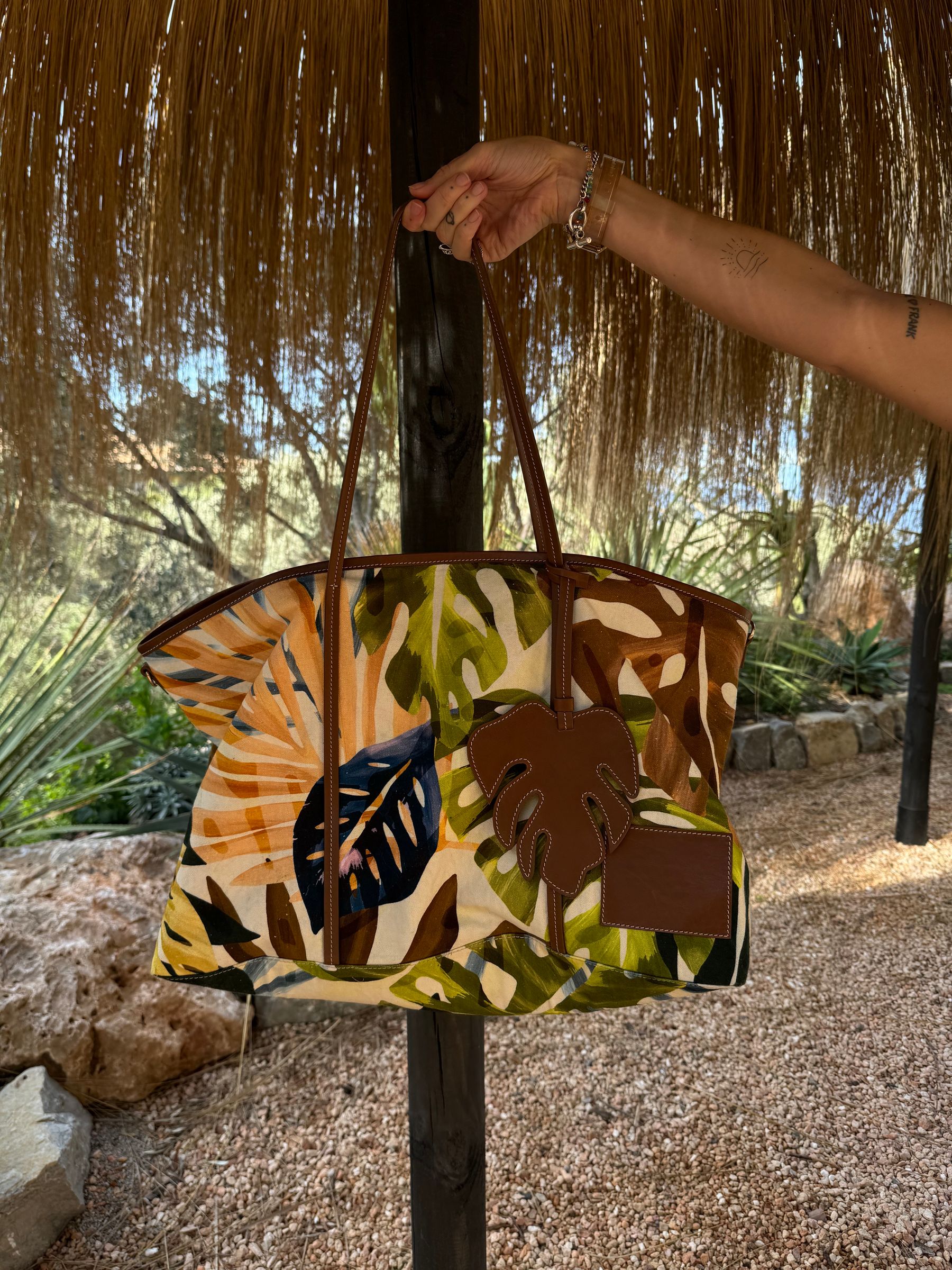 Buy Never Fully Dressed Black Palm Printed Beach Bag from Next Luxembourg