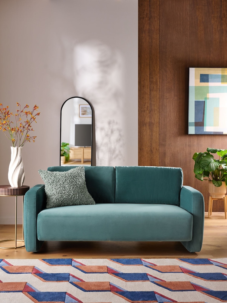 Soft Velvet Marine Blue Arden 3 Seater Sofa - Image 1 of 8