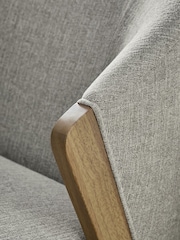 Light Oak Effect Frame Tweedy Plain Light Grey Turner Wooden Accent Chair - Image 2 of 12