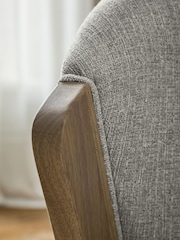 Light Oak Effect Frame Tweedy Plain Light Grey Turner Wooden Accent Chair - Image 3 of 12