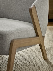 Light Oak Effect Frame Tweedy Plain Light Grey Turner Wooden Accent Chair - Image 6 of 12