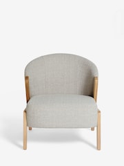 Light Oak Effect Frame Tweedy Plain Light Grey Turner Wooden Accent Chair - Image 7 of 12