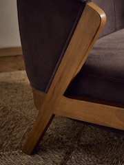 Bronx Frame Soft Velvet Chocolate Brown Turner Wooden Accent Chair - Image 2 of 9