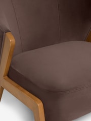 Bronx Frame Soft Velvet Chocolate Brown Turner Wooden Accent Chair - Image 9 of 9