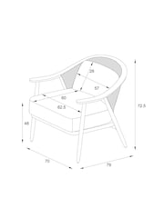 Bronx Frame Relaxed Chenille Light Natural Reuben Curved Wooden Rattan Accent Chair - Image 5 of 9