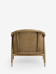 Bronx Frame Relaxed Chenille Light Olive Green Reuben Curved Wooden Rattan Accent Chair - Image 8 of 10