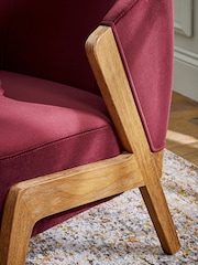 Bronx Frame Soft Velvet Cranberry Red Turner Wooden Accent Chair - Image 2 of 12