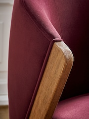 Bronx Frame Soft Velvet Cranberry Red Turner Wooden Accent Chair - Image 6 of 12