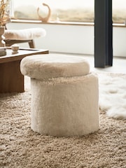 Oslo Faux Fur Light Natural Storage Stool - Image 2 of 8