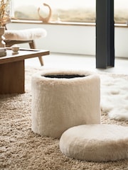 Oslo Faux Fur Light Natural Storage Stool - Image 3 of 8