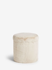 Oslo Faux Fur Light Natural Storage Stool - Image 5 of 8