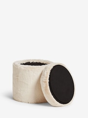 Oslo Faux Fur Light Natural Storage Stool - Image 6 of 8