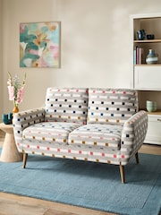 Chunky Stripe Geo Grey Oak Effect Leg Wilson Compact 2 Seater Sofa in a Box - Image 1 of 7