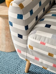 Chunky Stripe Geo Grey Oak Effect Leg Wilson Compact 2 Seater Sofa in a Box - Image 2 of 7