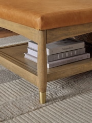 Vintaged Faux Leather Light Brown Flinton Upholstered Coffee Table - Image 2 of 7