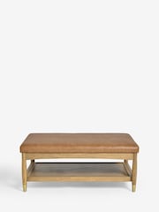 Vintaged Faux Leather Light Brown Flinton Upholstered Coffee Table - Image 6 of 7