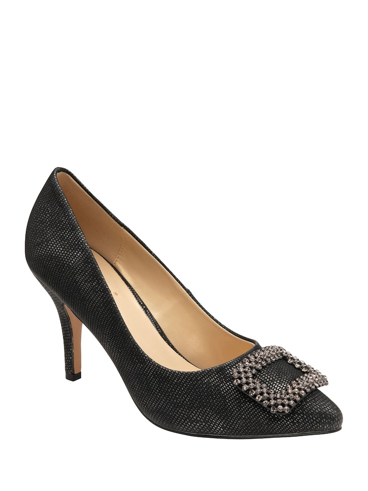 Lotus Black Snake-Print Court Shoes - Image 1 of 4
