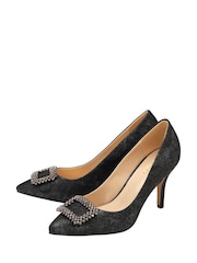 Lotus Black Snake-Print Court Shoes - Image 2 of 4