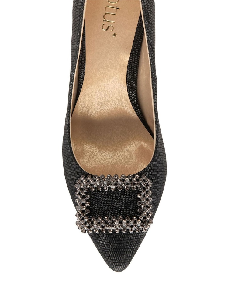 Lotus Black Snake-Print Court Shoes - Image 4 of 4