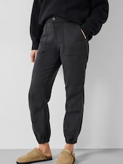 Hush Black Riley Washed Cargo Trousers - Image 1 of 5