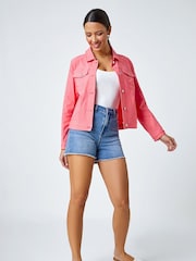 Roman Pink Chrome Stretch Denim Jacket - Image 2 of 5