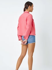 Roman Pink Chrome Stretch Denim Jacket - Image 3 of 5