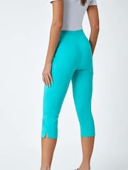 Roman Dark Green Cropped Stretch Capri Trousers - Image 2 of 5