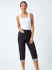 Roman Black Contrast Detail Cropped Stretch Trousers - Image 3 of 4