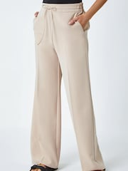 Roman Natural Wide Leg Tie Front Stretch Trousers - Image 1 of 5