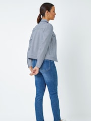 Roman Blue Gingham Stretch Denim Jacket - Image 2 of 5