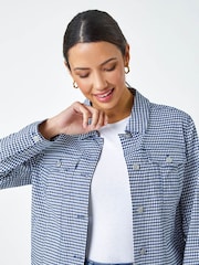 Roman Blue Gingham Stretch Denim Jacket - Image 4 of 5