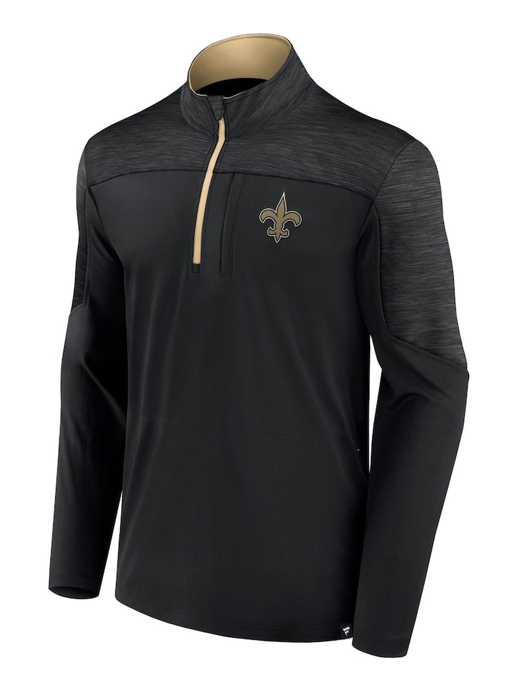 Fanatics NFL New Orleans Saints Defender Streaky Poly Quarter Zip Black Top - Image 2 of 3