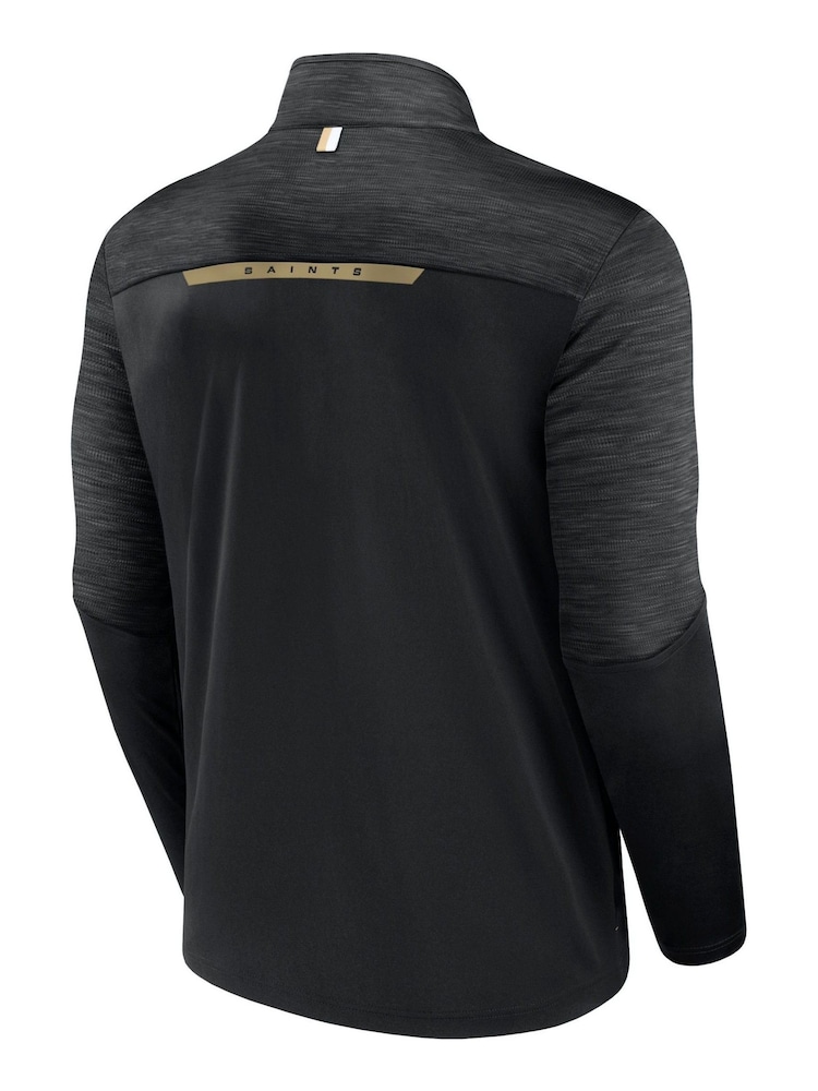 Fanatics NFL New Orleans Saints Defender Streaky Poly Quarter Zip Black Top - Image 3 of 3