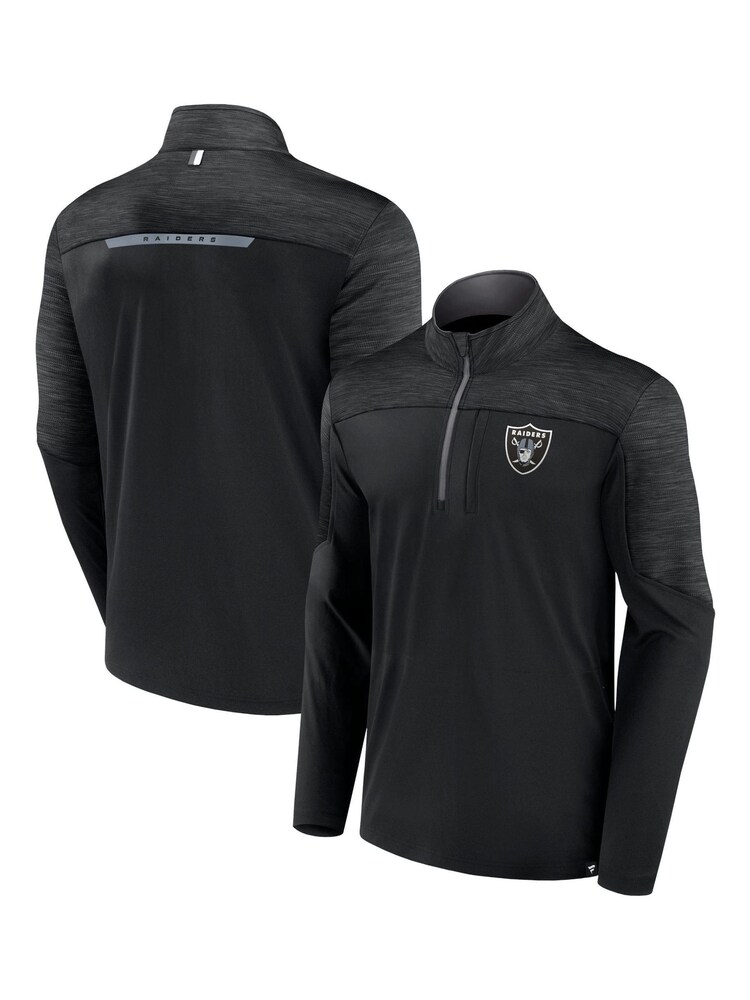 Fanatics NFL Las Vegas Raiders Defender Streaky Poly Quarter Zip Black Top - Image 1 of 3