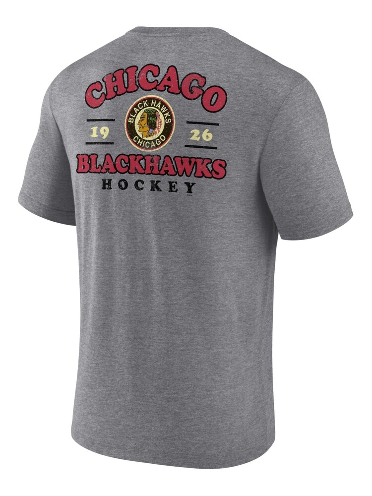 رمادي - تيشرت من مزيج قماش ثلاثي بتصميم كلاسيكي لفريق Chicago Blackhawks من الدوري الوطني للهوكي NHL من Fanatics - صورة 3 من 3