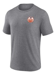 Fanatics Grey NHL Edmonton Oilers Heritage Triblend T-Shirt - Image 2 of 3