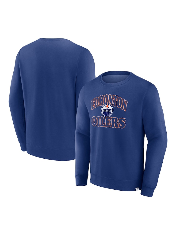 Fanatics Blue NHL Edmonton Oilers Heritage Crew Sweat Top - Image 1 of 3