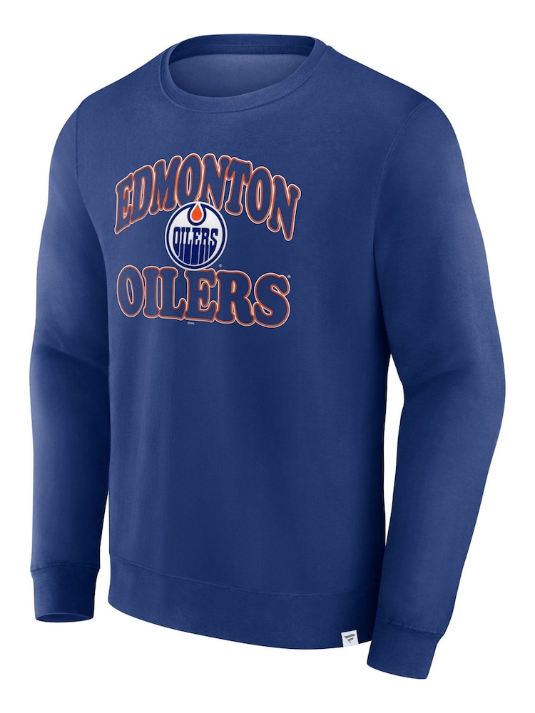 Fanatics Blue NHL Edmonton Oilers Heritage Crew Sweat Top - Image 2 of 3