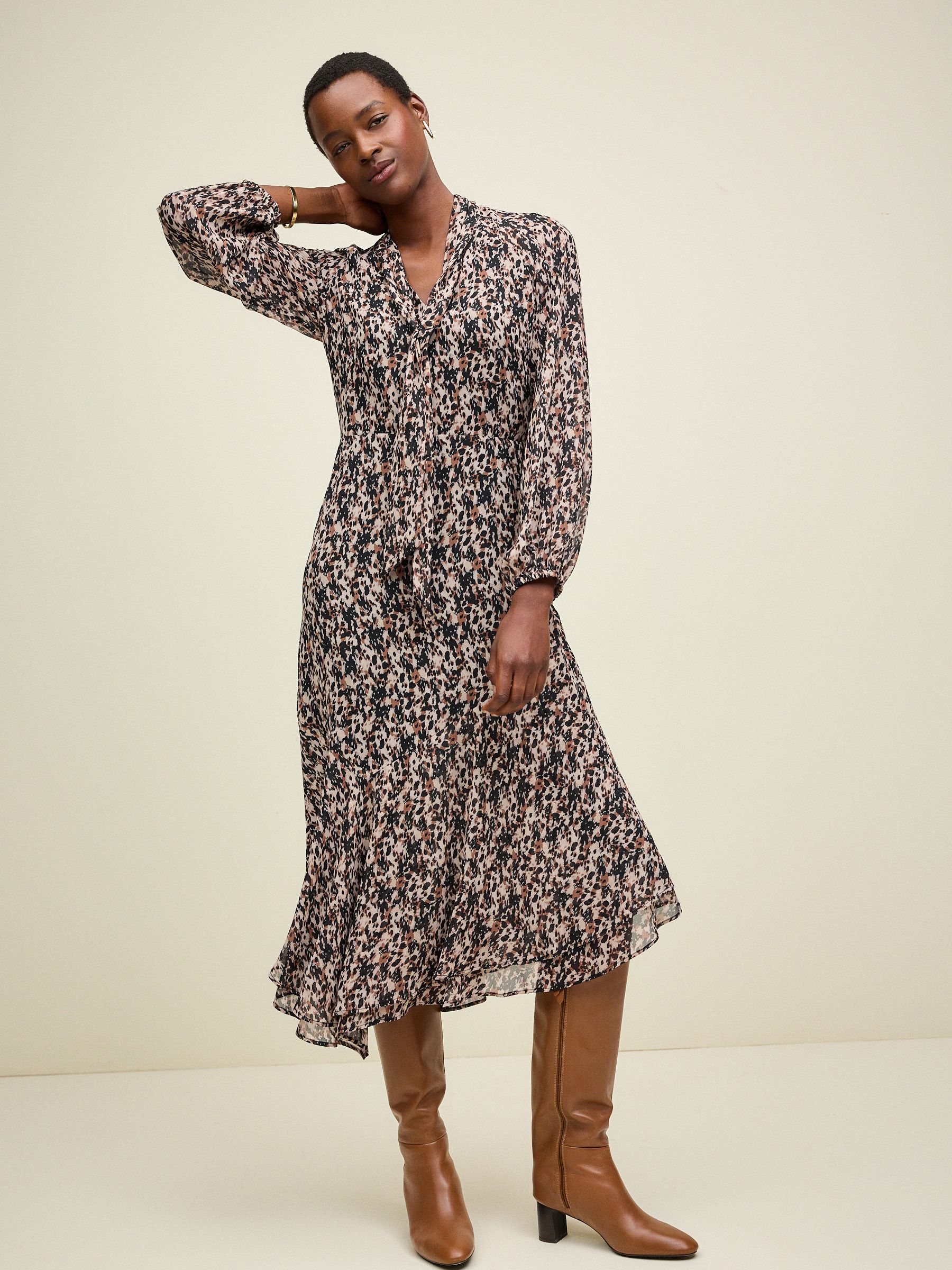 Long sleeve leopard print midi dress shop