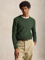 Polo Ralph Lauren Green Wool Cashmere Cable Knit Crew Neck Jumper - Image 1 of 5