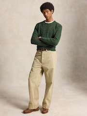 Polo Ralph Lauren Green Wool Cashmere Cable Knit Crew Neck Jumper - Image 5 of 5