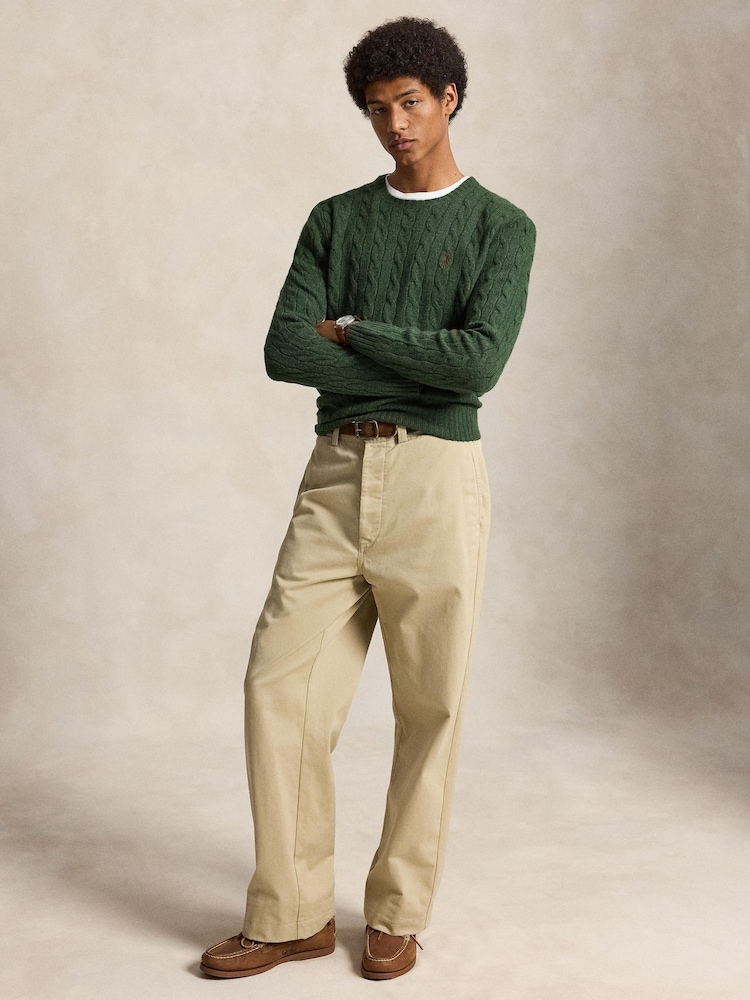 Polo Ralph Lauren Green Wool Cashmere Cable Knit Crew Neck Jumper - Image 5 of 5 Polo Ralph Lauren Green Wool Cashmere Cable Knit Crew Neck Jumper - Image 5 of 5