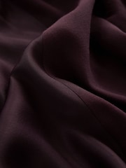 Wine Long Sleeve Satin Mix Column Midi Dress - Image 6 of 6