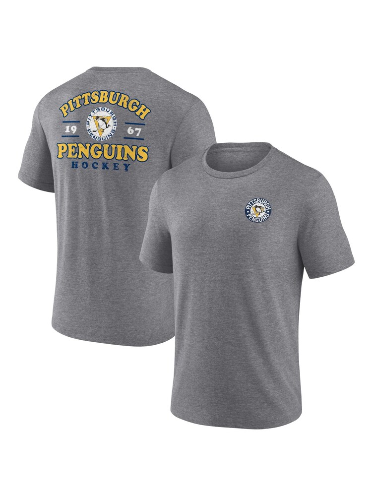 Fanatics Grey NHL Pittsburgh Penguins Heritage Triblend T-Shirt - Image 1 of 3
